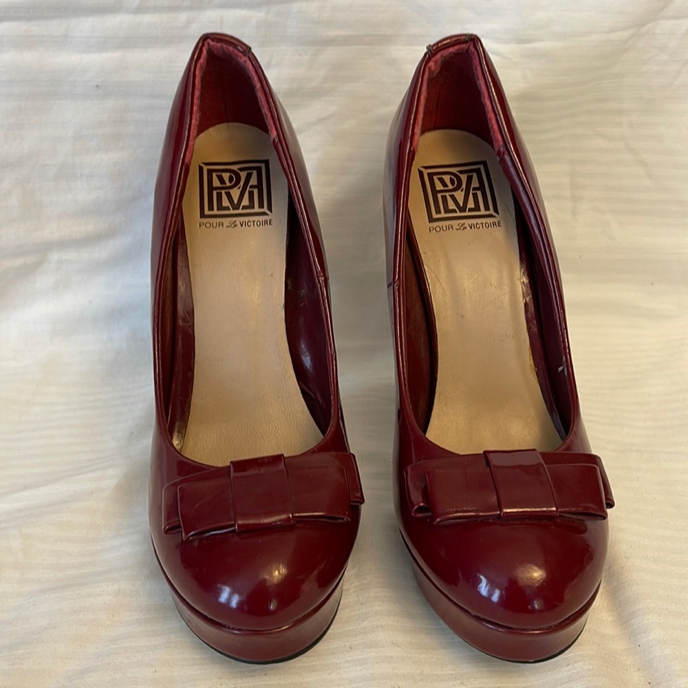 POUR La VICTOIRE Platform Heels Red Size 8 - Picture 2 of 13
